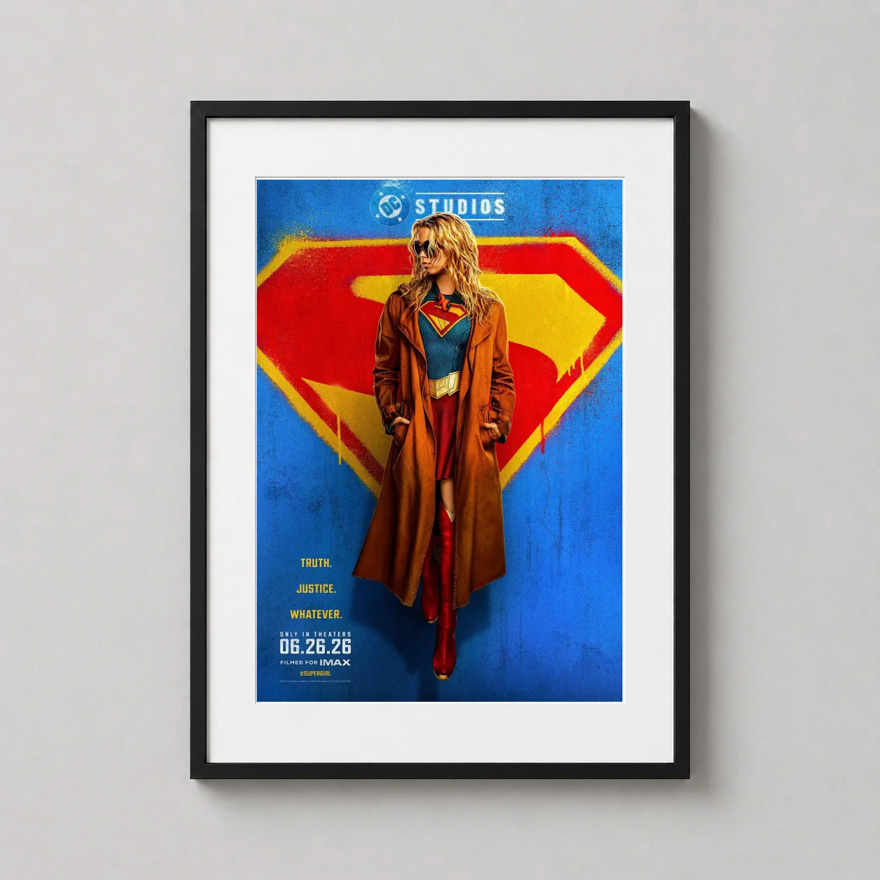 Supergirl Woman of Tomorrow — gritty Supergirl film poster featuring Kara Zor-El in a trench coat