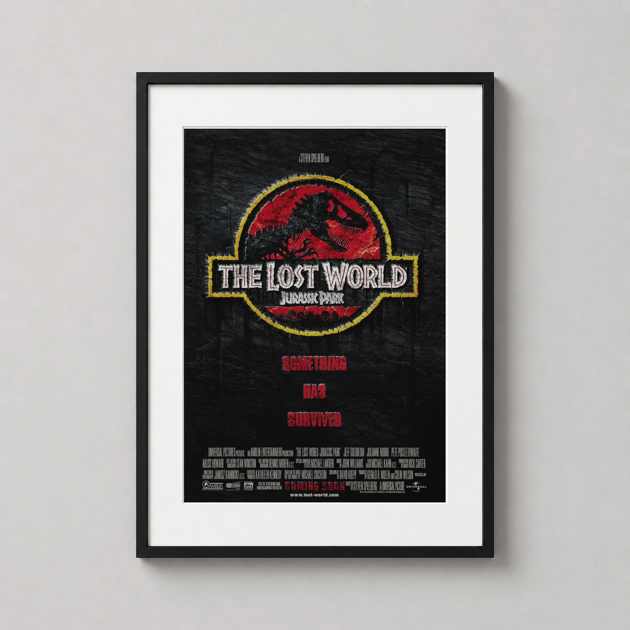 Lost World Jurassic Park — this dark, textured movie poster for The Lost World: Jurassic Park