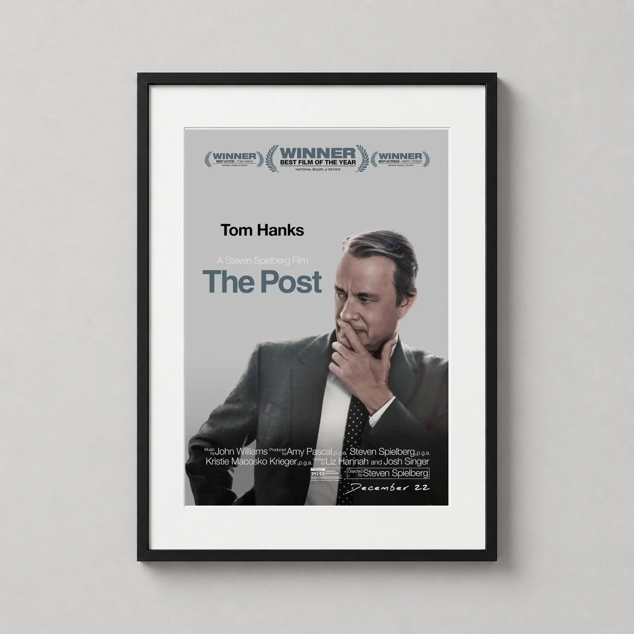 Post Tom Hanks Contemplative — this dramatic movie poster for The Post features Tom Hanks in a pensive