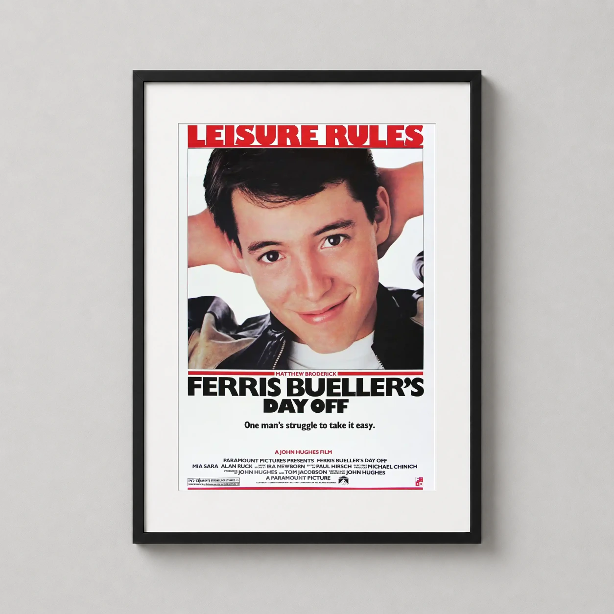 Ferris Bueller's Day Off Leisure — this retro comedy movie wall art features a close-up of Matthew