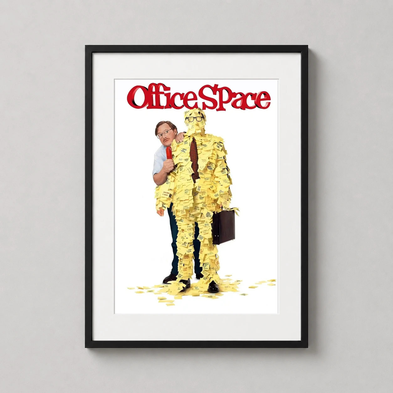 Office Space — comedic movie poster from Office Space featuring Milton and a man
