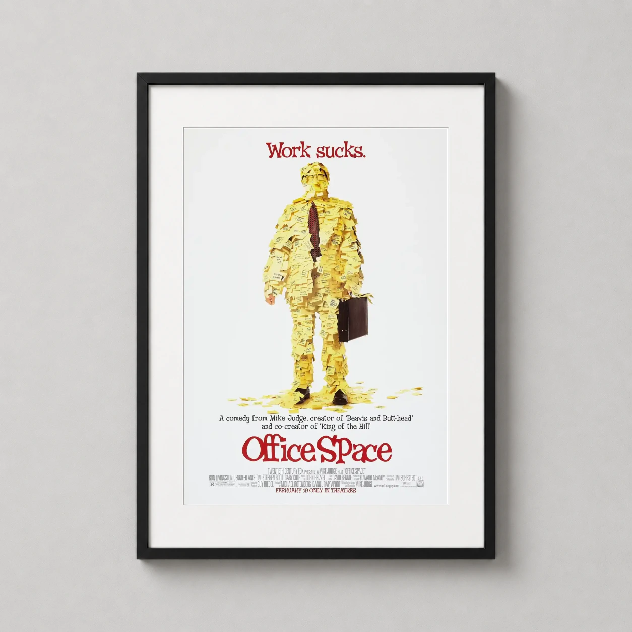 Office Space — features the iconic yellow sticky note man from the 1999 cult comedy