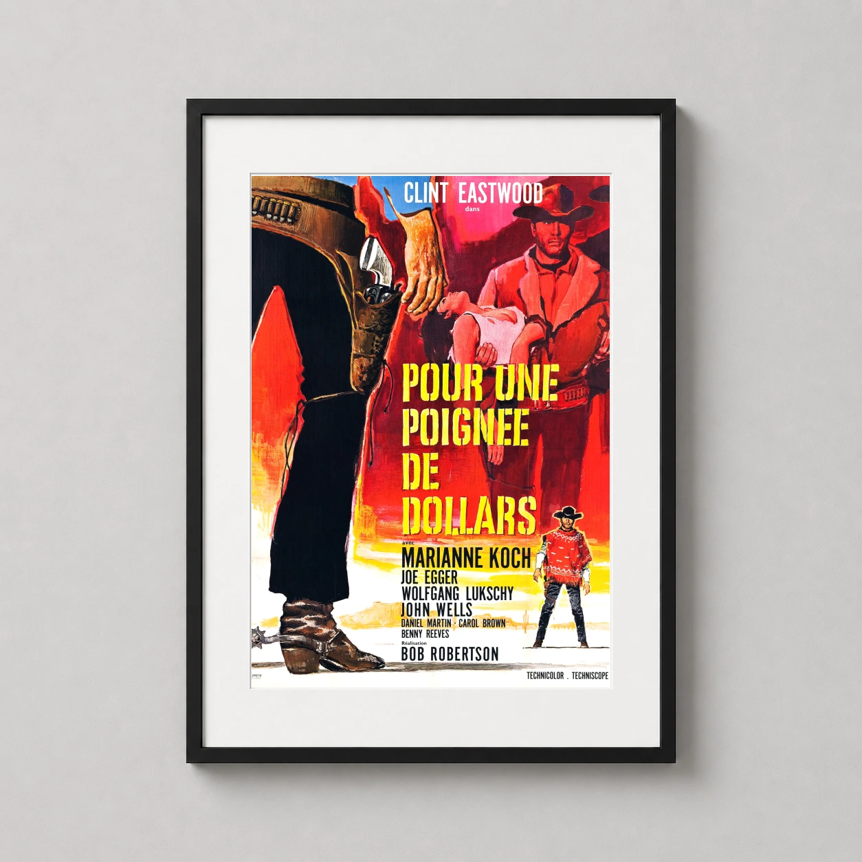 Fistful of Dollars Clint Eastwood Alt2 — this vintage French movie poster features Clint Eastwood in a dramatic