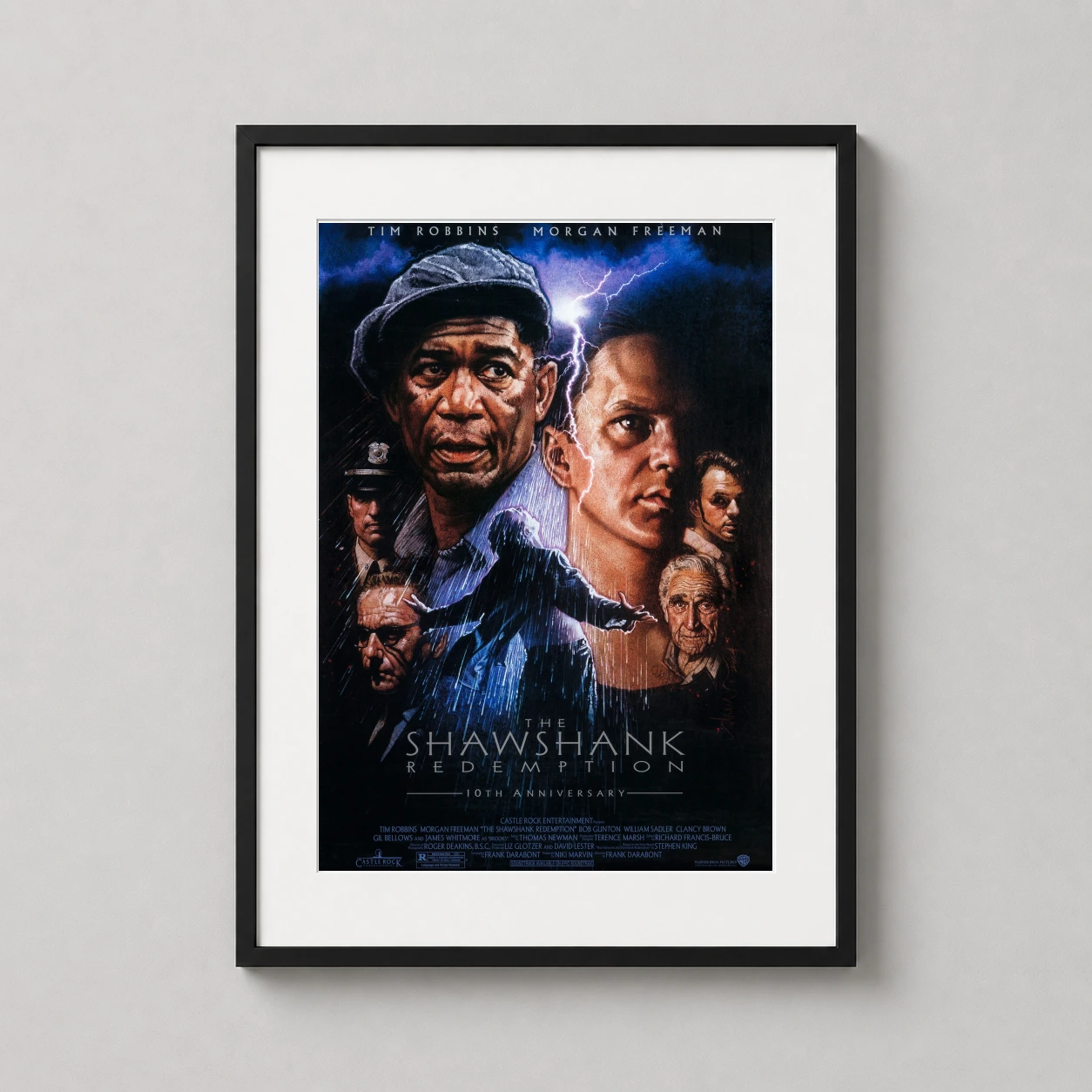 Shawshank Redemption 10th — illustrative drama movie poster featuring Morgan Freeman and Tim