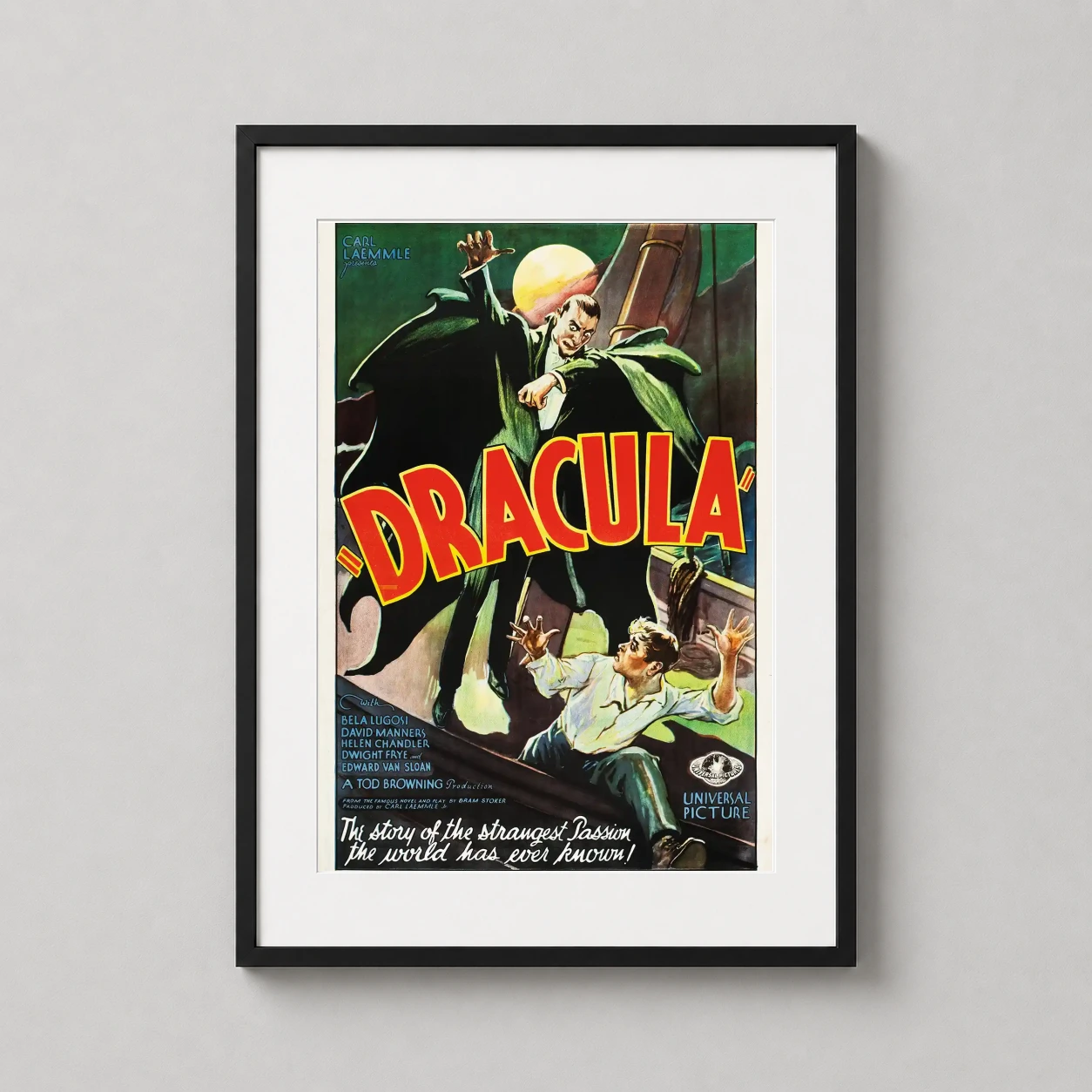 Dracula 1931 Bela Lugosi — dramatic vintage horror illustration featuring Bela Lugosi as Count