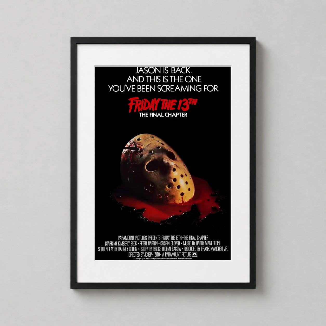 Friday the 13th — features the iconic bloody hockey mask of Jason Voorhees from Friday