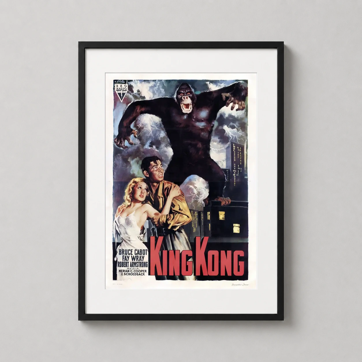 King Kong 1933 — massive King Kong looms over a terrified couple amidst a