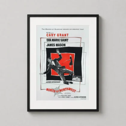 MerchFuse North by Northwest – Cary Grant Classic Suspense movie poster with cinema character