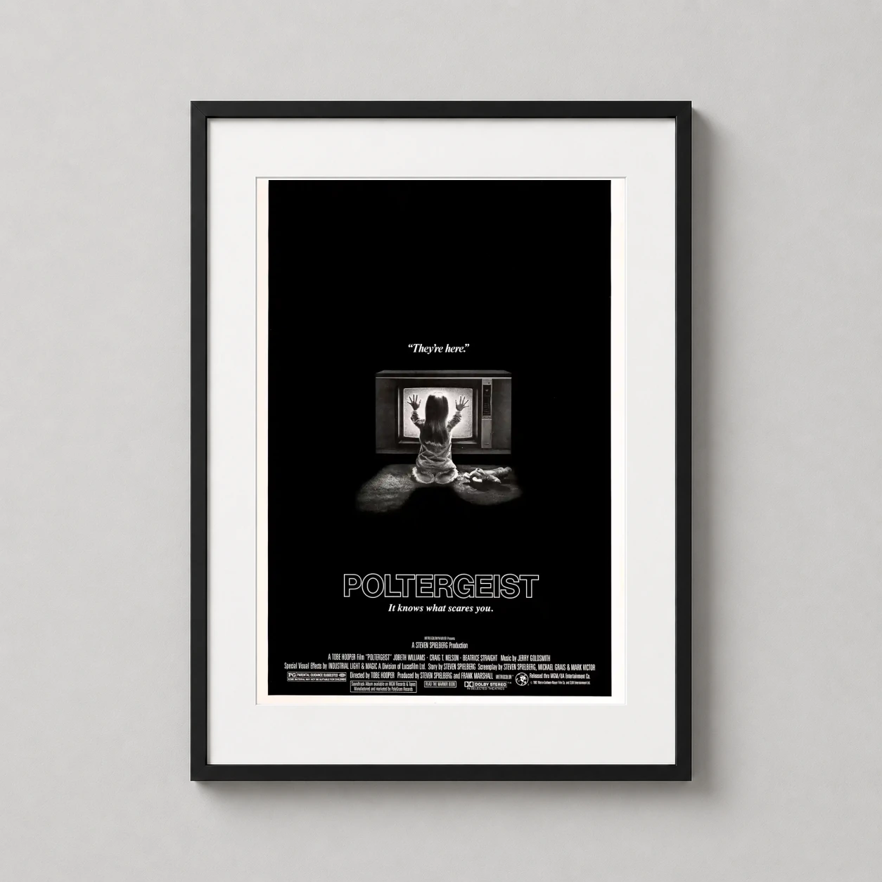 Poltergeist — monochromatic vintage film poster for Poltergeist featuring Carol Anne