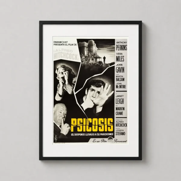 Psycho 1960 Spanish Psicosis Vintage Movie Poster