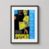 Psycho 1960 Alfred Hitchcock Yellow Halftone Movie Poster
