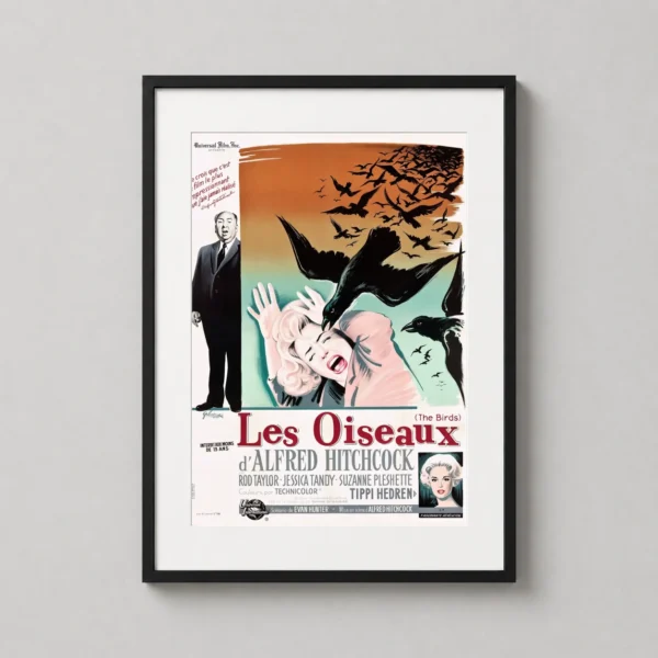 Les Oiseaux Alfred Hitchcock French Vintage Movie Poster