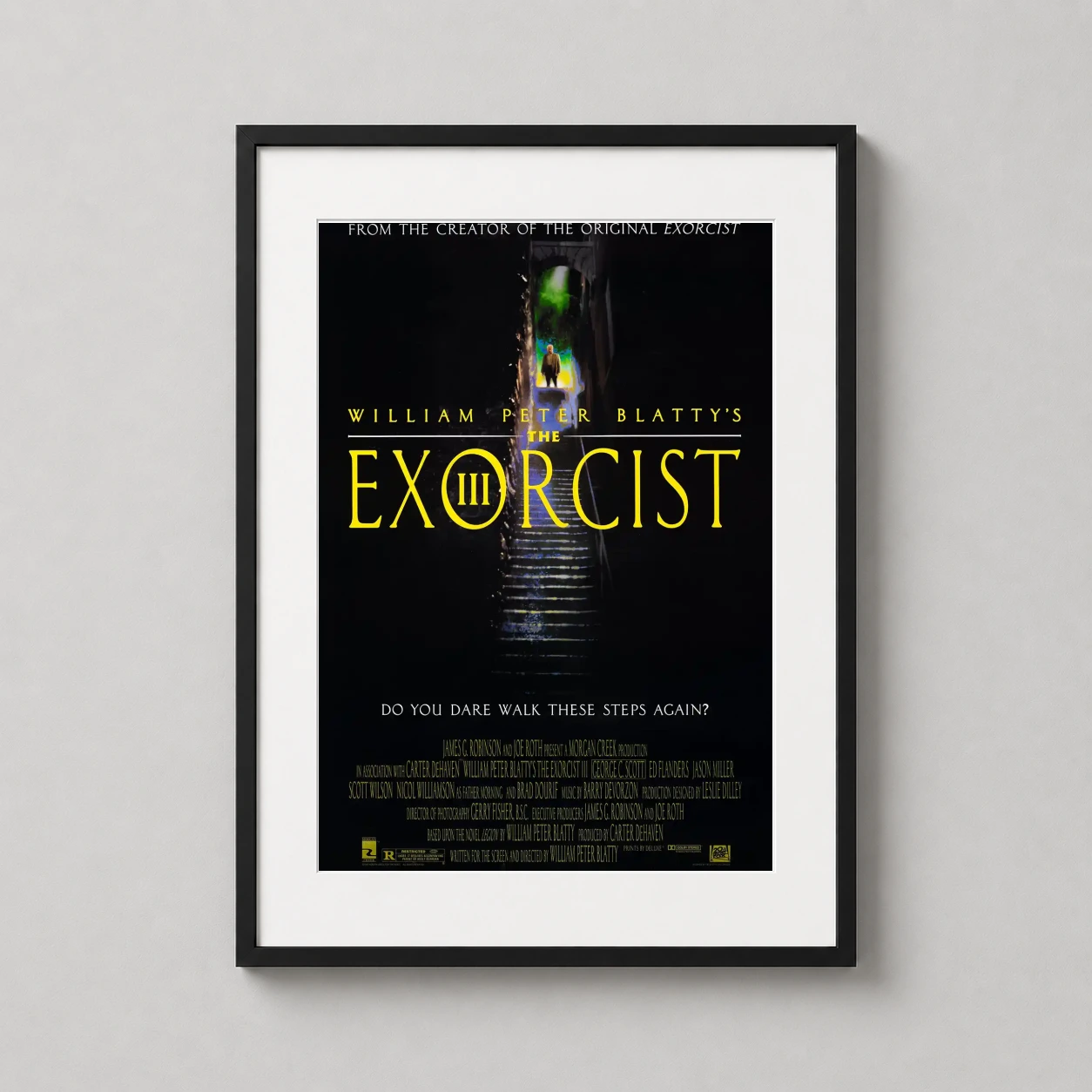 Exorcist Iii Ominous Steps — this vintage-style horror print features the iconic dimly lit stone