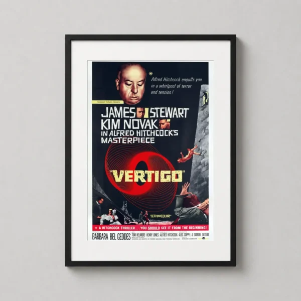 Vertigo 1958 Alfred Hitchcock Film Noir Vintage Movie Poster