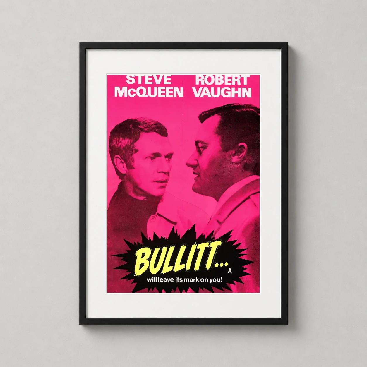 Bullitt 1968 Steve Mcqueen — bullitt 1968 Movie Poster Steve McQueen Pink Art brings Steve McQueen