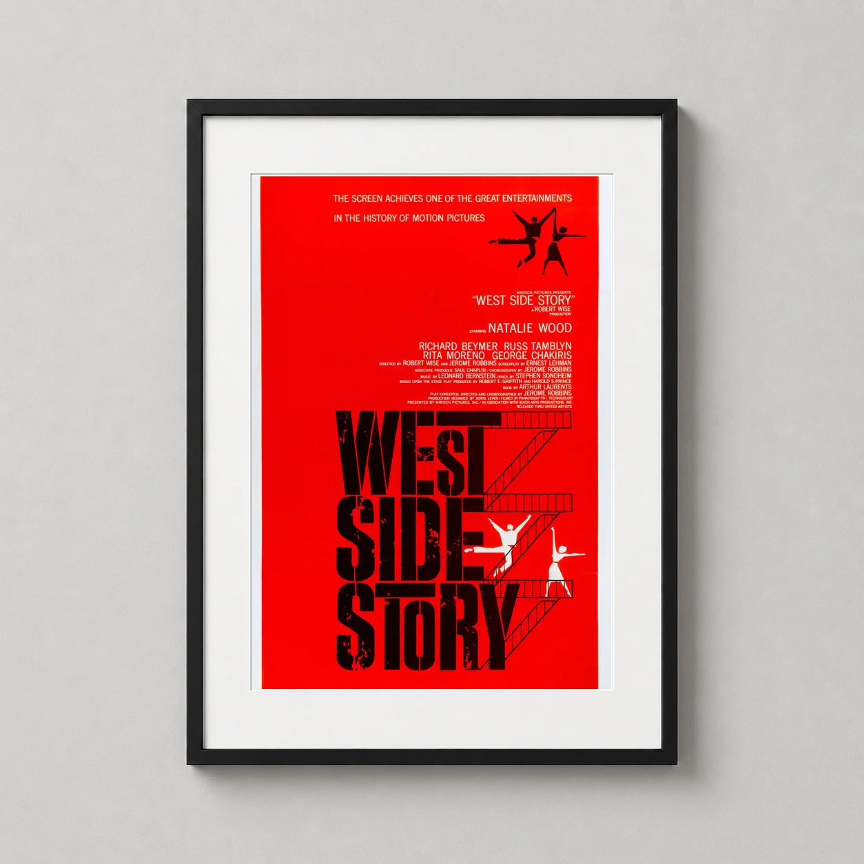 West Side Story Musical Fire — this iconic red movie poster features the classic West Side Story fire