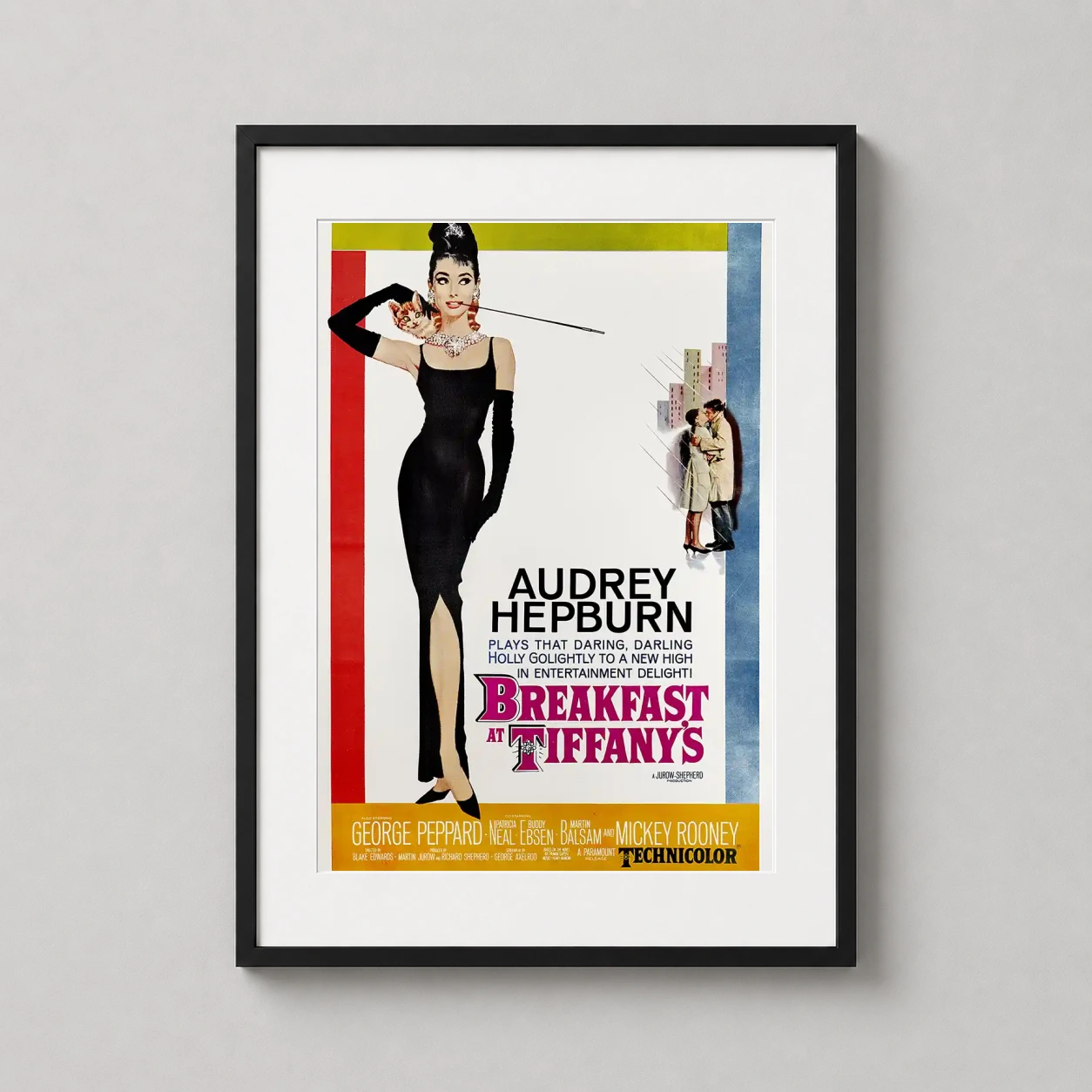 Breakfast Tiffany's Audrey Hepburn — audrey Hepburn as Holly Golightly in her iconic black dress with an