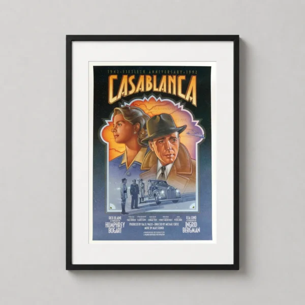 Casablanca Rick Blaine & Ilsa Lund Vintage Print Movie Poster