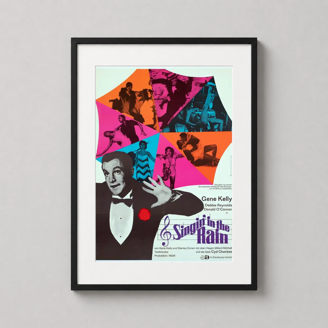 Singin' Rain 1966 German — vibrant 1966 German pop art poster for Singin' in the Rain featuring