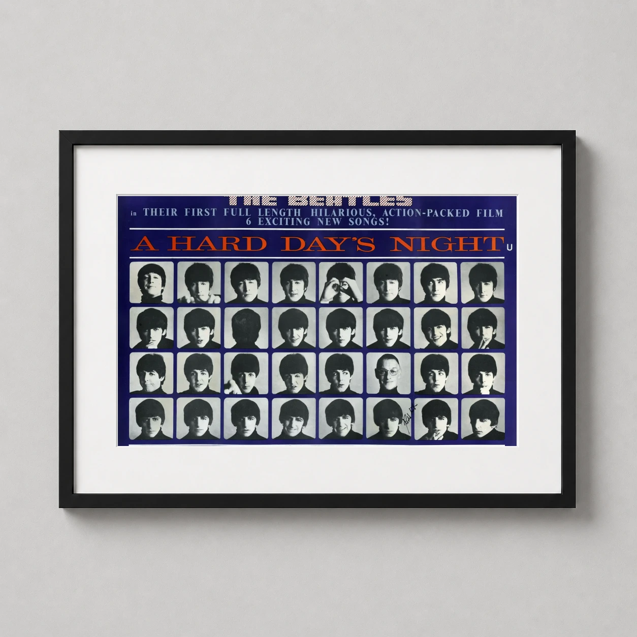 A Hard Day's Night Grid Film — vibrant purple 1964 British movie poster for A Hard Day's Night