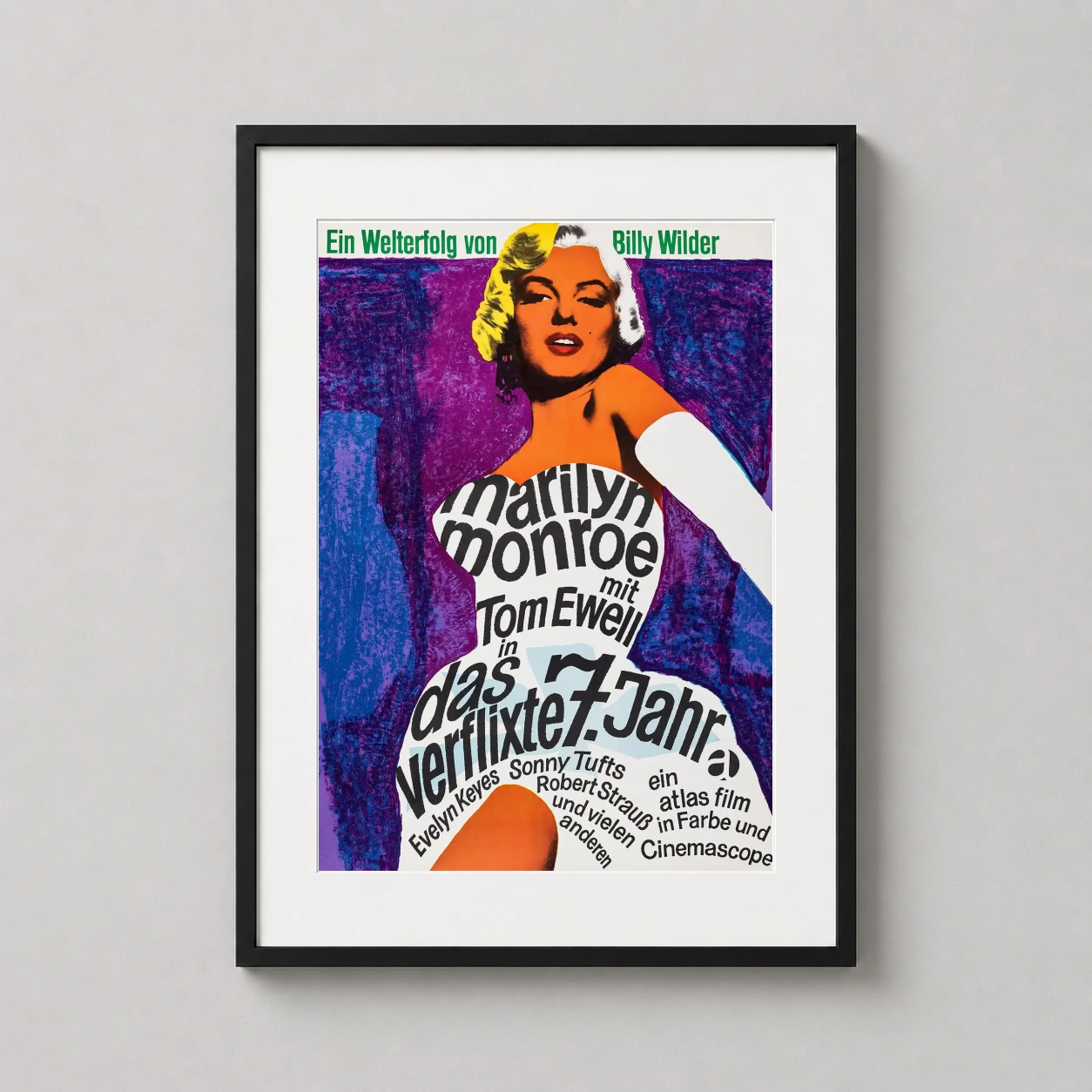 Seven Year Itch — vivid German movie poster for The Seven Year Itch featuring Marilyn