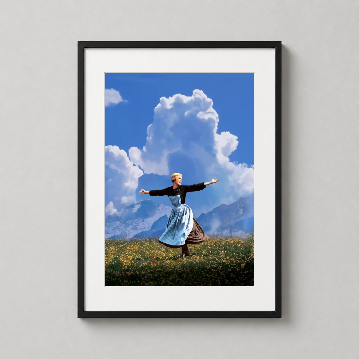 Sound of Music — maria von Trapp twirls with open arms across a blooming wildflower