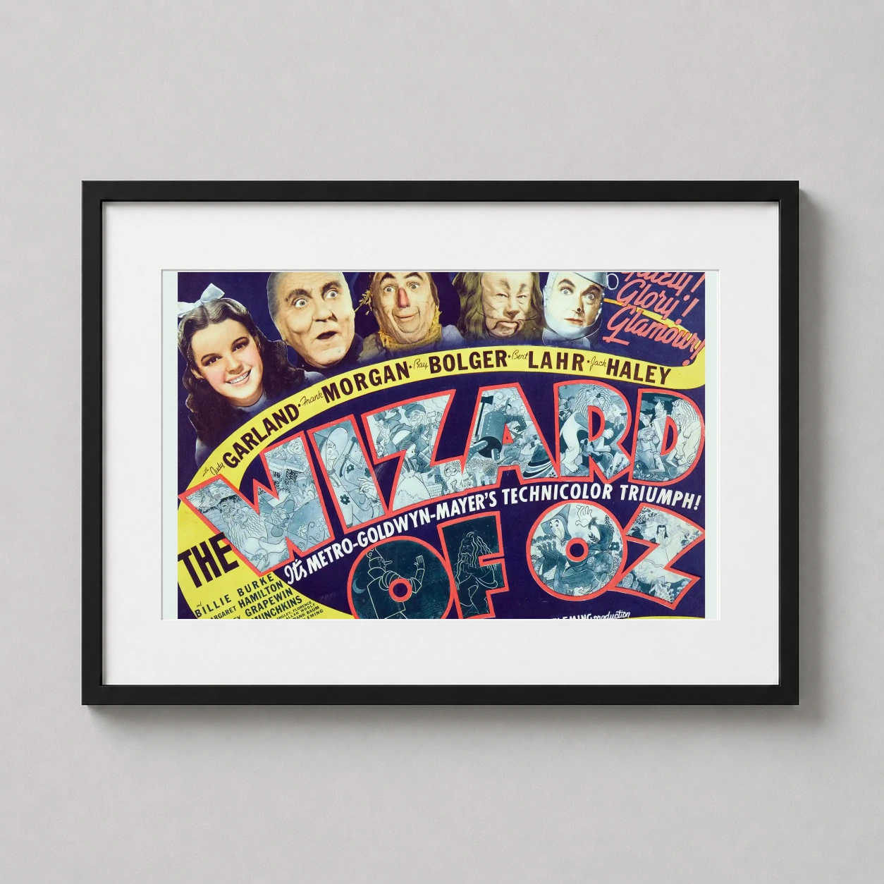 Wizard of Oz — colorful 1939 Wizard of Oz lobby card art print featuring Judy Garland