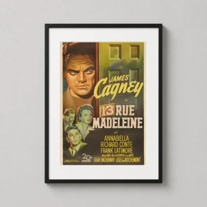 13 Rue Madeleine | Vintage Movie Poster | James Cagney Spy Film Print framed wall art mockup