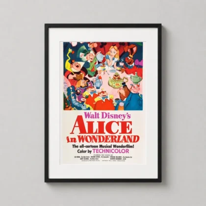 Alice in Wonderland 1951 – Vintage Tea Party movie poster for gallery wall display by MerchFuse