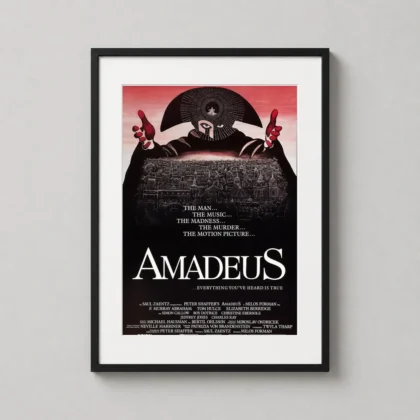 Amadeus 1984 – Vintage Drama movie poster for gallery wall display by MerchFuse