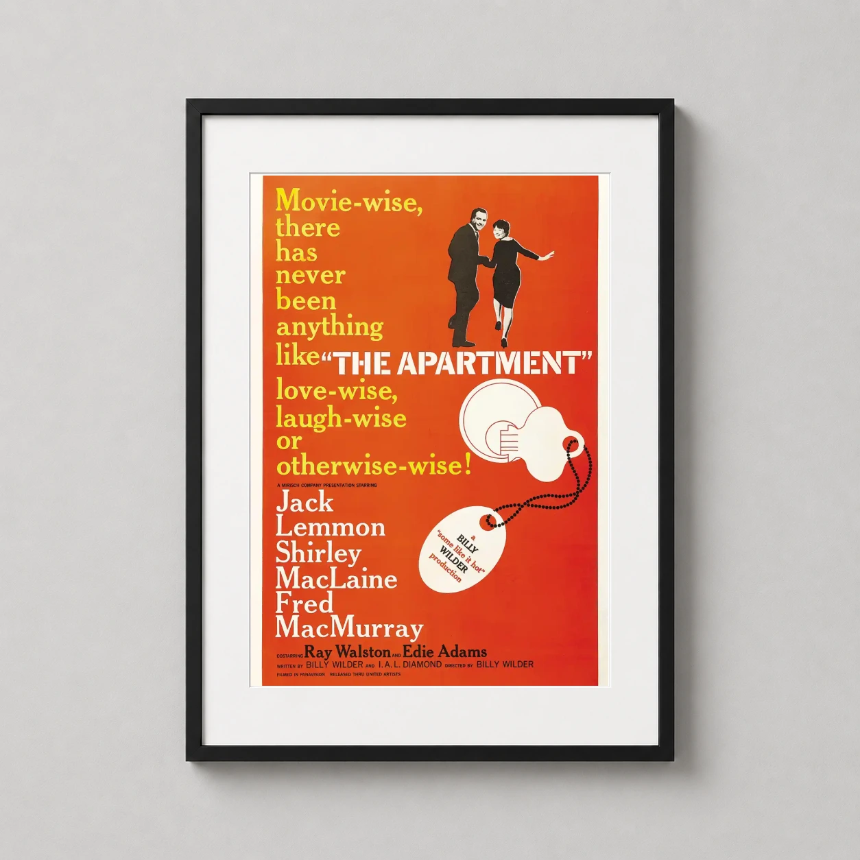 Apartment — vibrant orange vintage poster for the 1960 film The Apartment