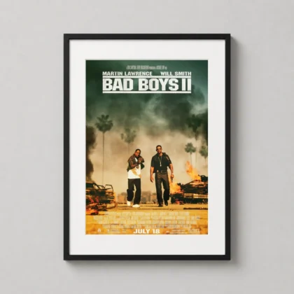 Bad Boys II Action – Mike Lowrey & Marcus Burnett decorative movie poster for curated interiors by MerchFuse