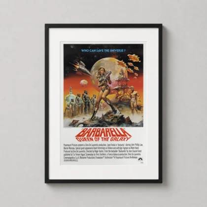 Barbarella Jane Fonda Sci-Fi – Retro movie poster for gallery wall display by MerchFuse