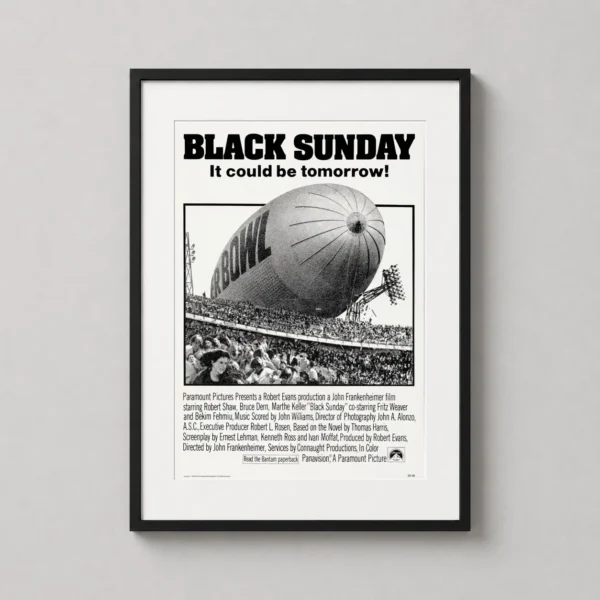 Black Sunday 1977 Movie, Vintage Blimp Disaster Movie Poster
