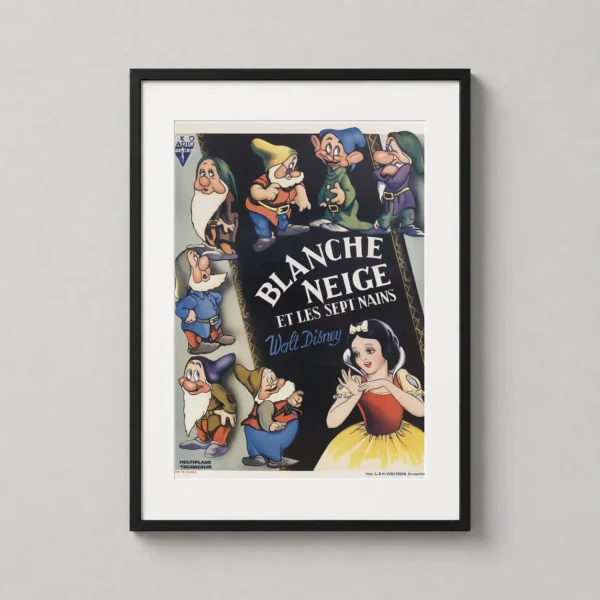 Snow White and the Seven Dwarfs Blanche Neige Vintage Movie Poster