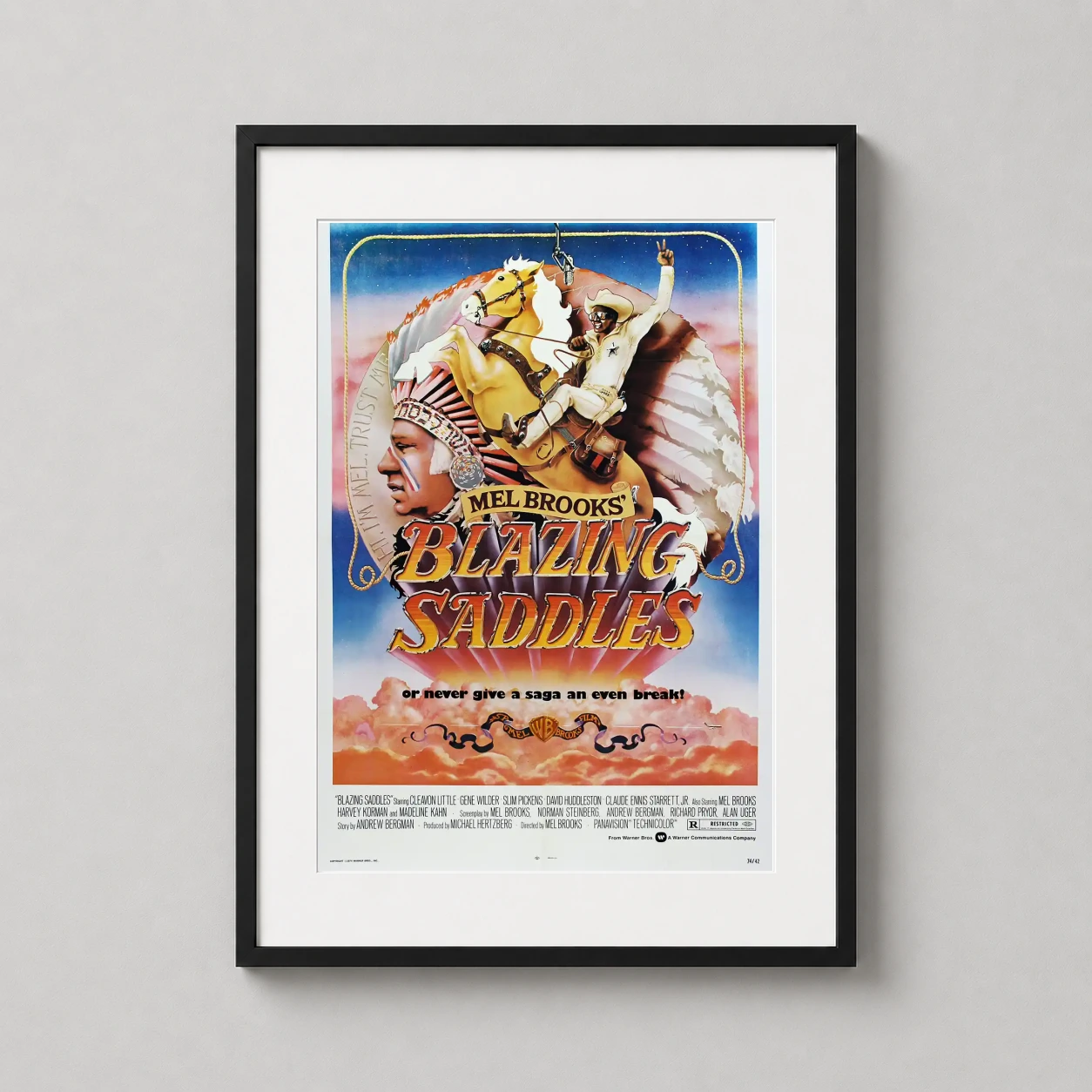 Blazing Saddles — vibrant 1974 theatrical illustration for Mel Brooks' Blazing Saddles