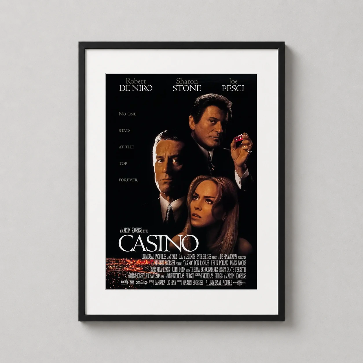 Casino — dramatic Martin Scorsese Casino movie poster featuring the lead cast