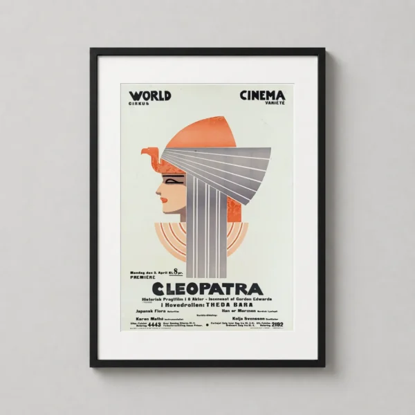Cleopatra Theda Bara Danish Film 1921 Vintage Movie Poster