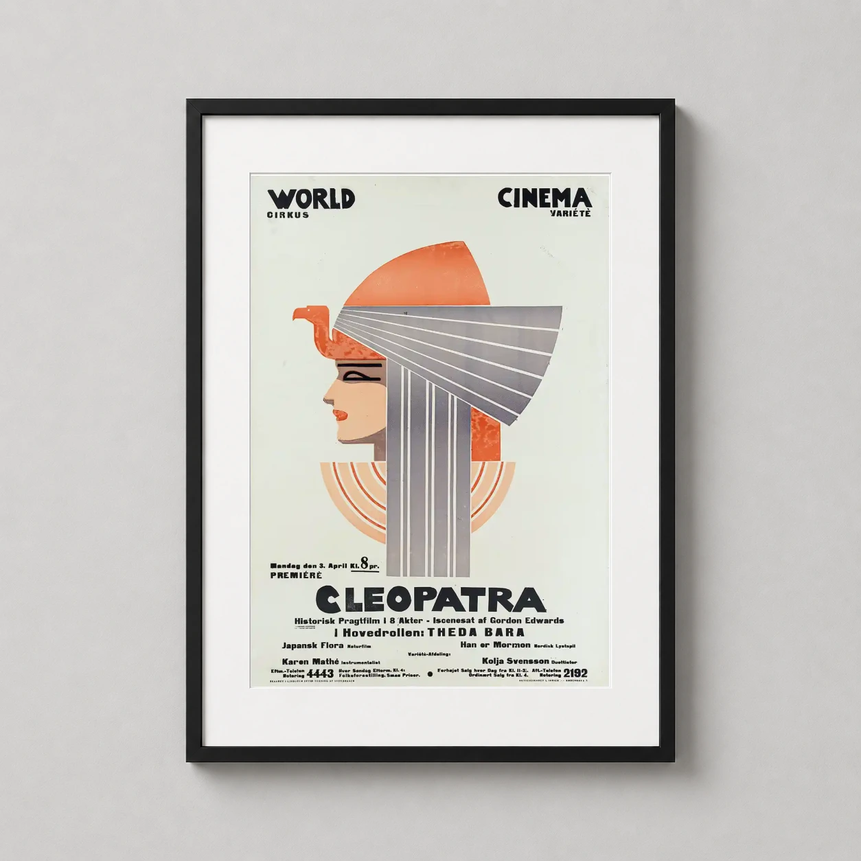 Cleopatra — stunning Danish Art Deco movie poster for the 1921 release of