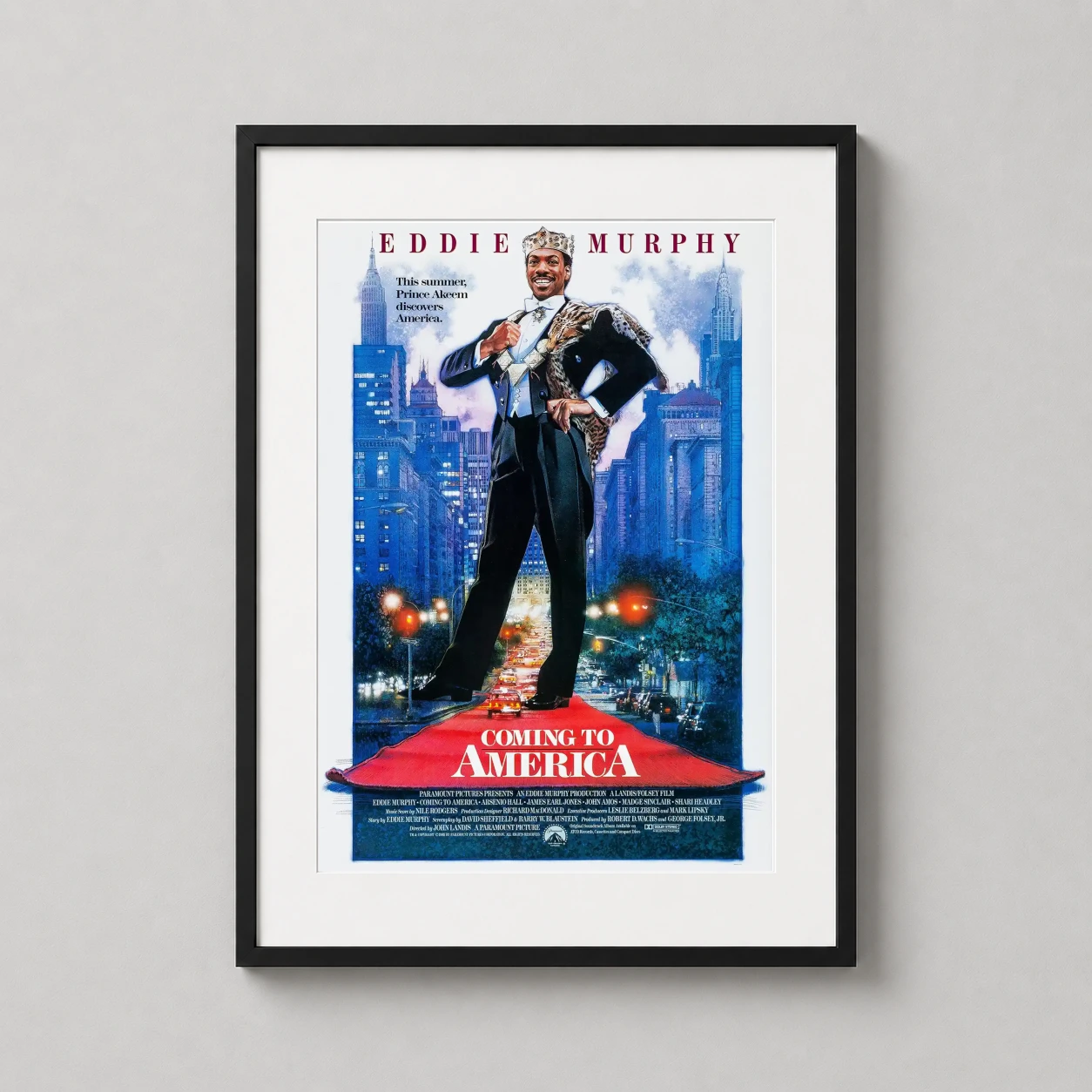 Coming to America — this vintage-style print features Eddie Murphy as Prince Akeem standing
