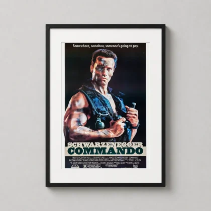 Commando 1985 – Arnold Schwarzenegger Action movie poster for gallery wall display by MerchFuse