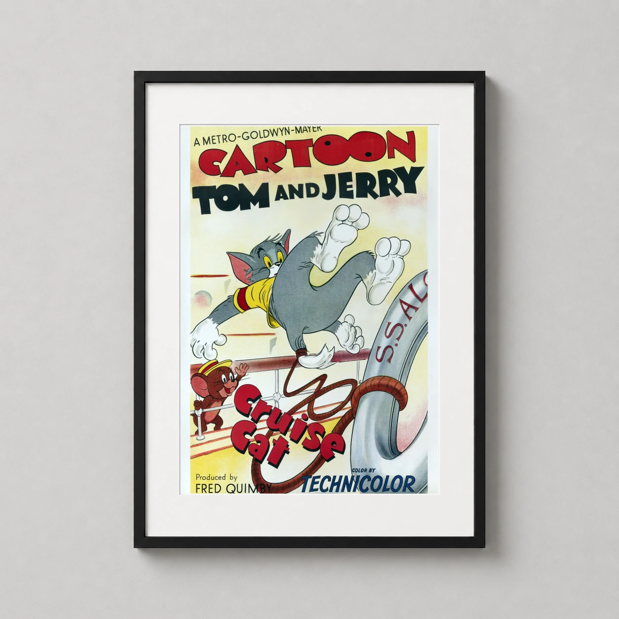 Tom Jerry Cruise Cat — this 1952 Cruise Cat movie poster features Tom flying through the air