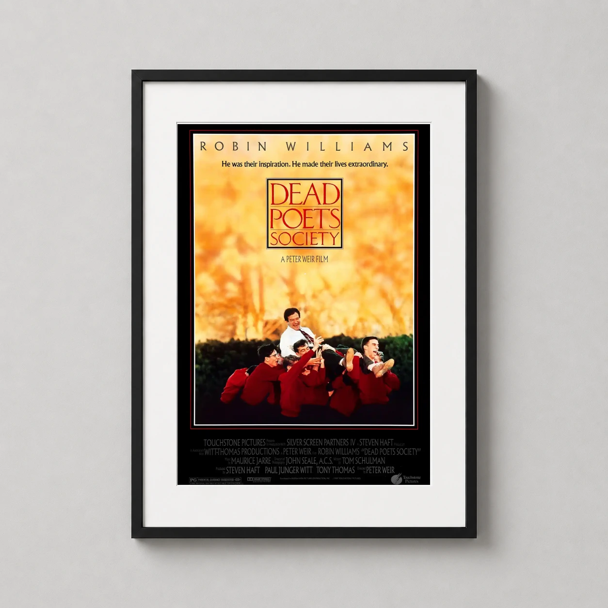 Dead Poets Society — classic 1989 movie poster featuring Robin Williams as John Keating
