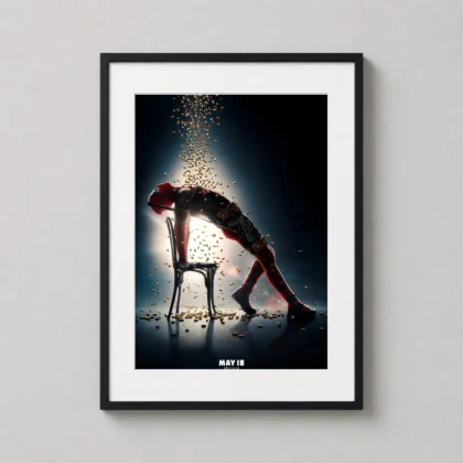 Deadpool 2 — this cinematic poster features Deadpool in a dramatic backbend on a