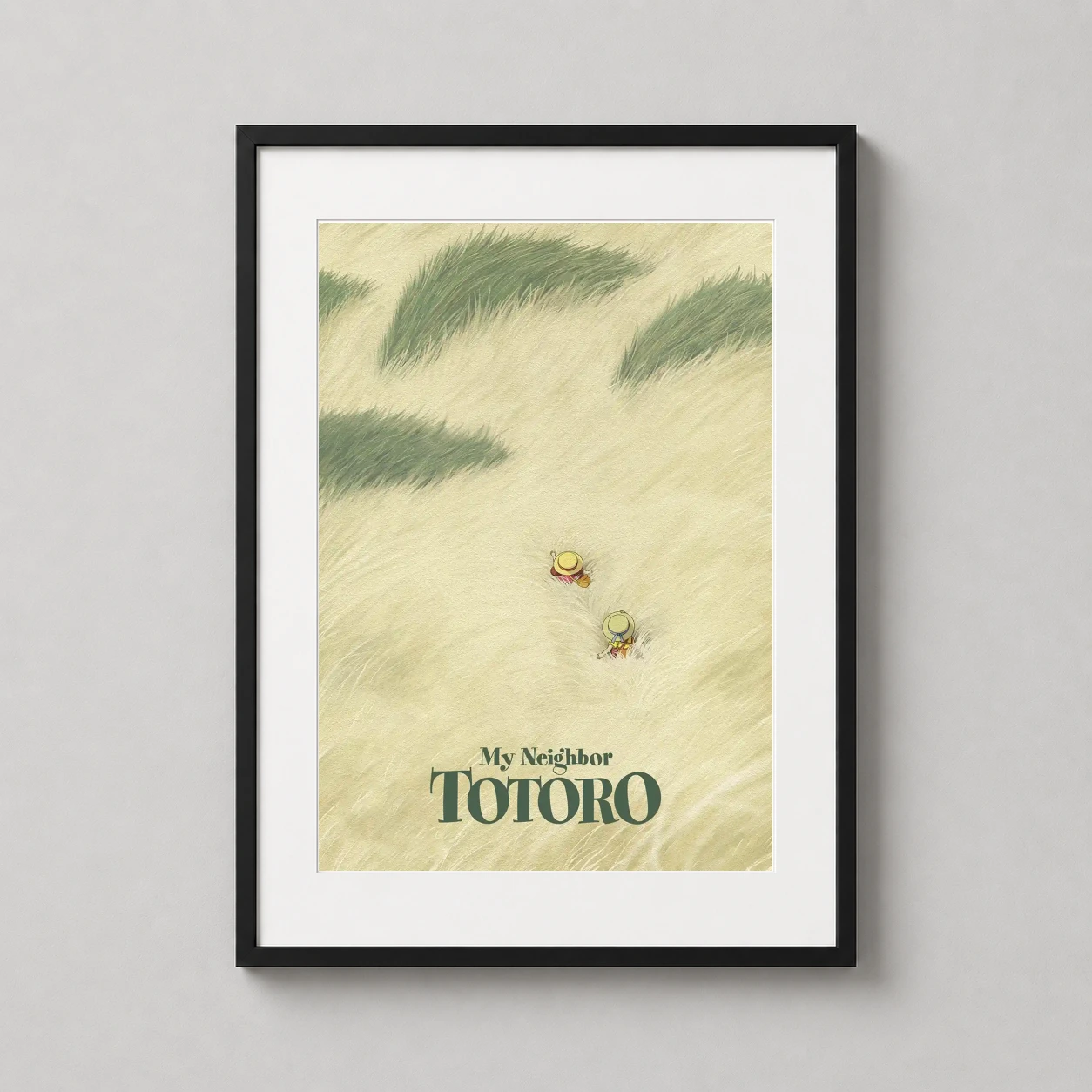 My Neighbor Totoro Satsuki — serene minimalist illustration featuring Satsuki and Mei wading through