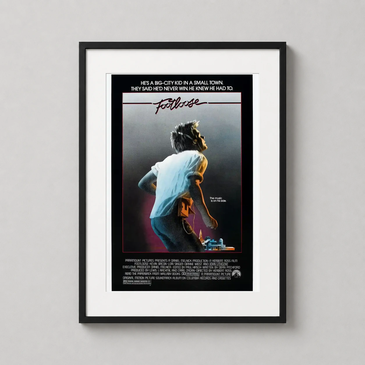 Footloose — retro 1984 Footloose movie poster featuring Ren McCormack with a