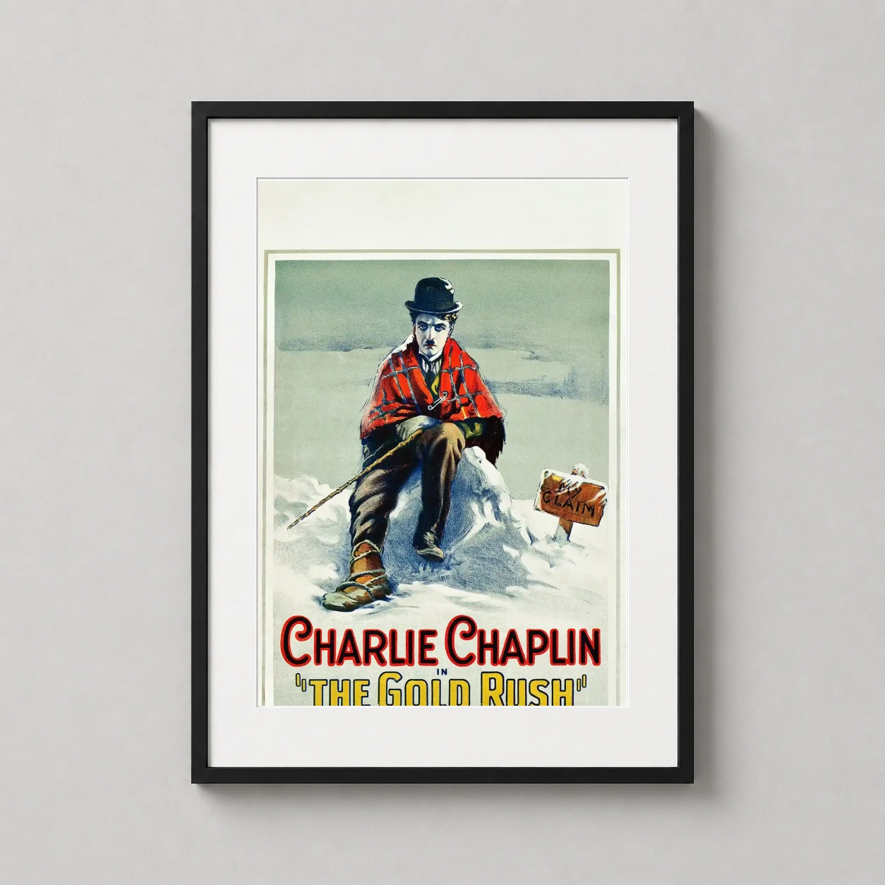 Charlie Chaplin the Rush — this vintage illustration features Charlie Chaplin's Little Tramp