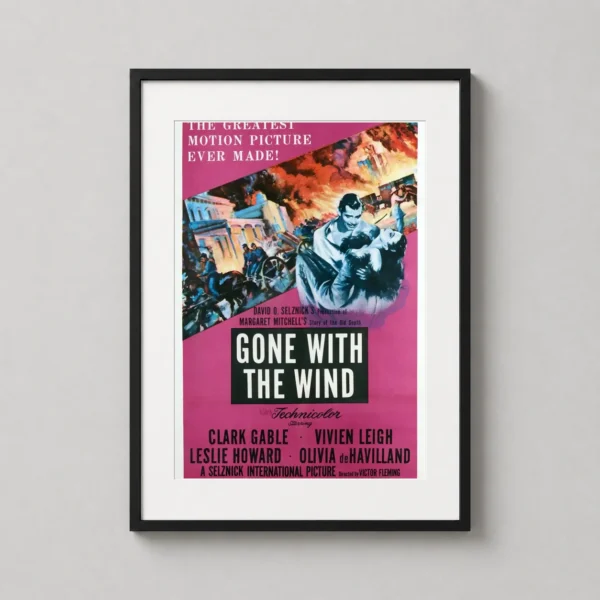 Gone with the Wind 1939 Vintage Magenta Movie Poster