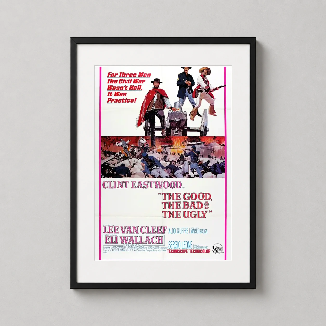 The Good the Bad and Film — this vintage movie poster features Clint Eastwood, Lee Van Cleef, and