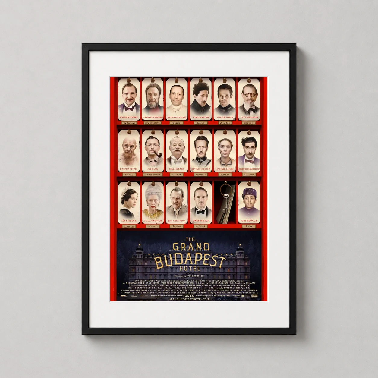 Grand Budapest Hotel Tag — detailed movie poster for The Grand Budapest Hotel featuring the